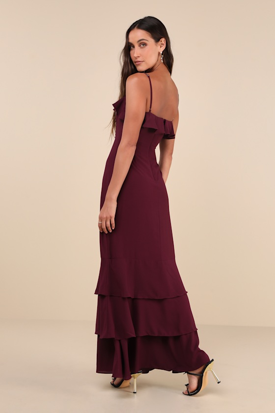 Lulus Lively Evenings Plum Purple Sleeveless Tiered Maxi Dress In Plum Purple