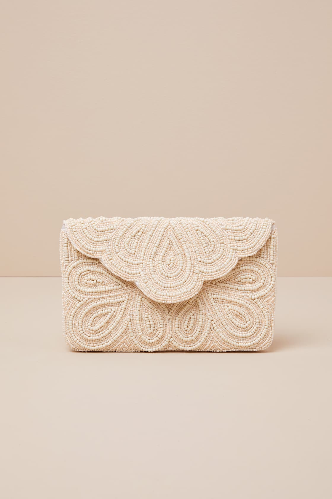 Stunning Addition White Beaded Clutch