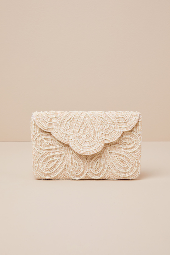 Stunning Addition White Beaded Clutch 8