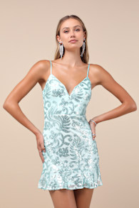 Vivacious Energy Mint Blue Sequin Sleeveless Mini Dress 3
