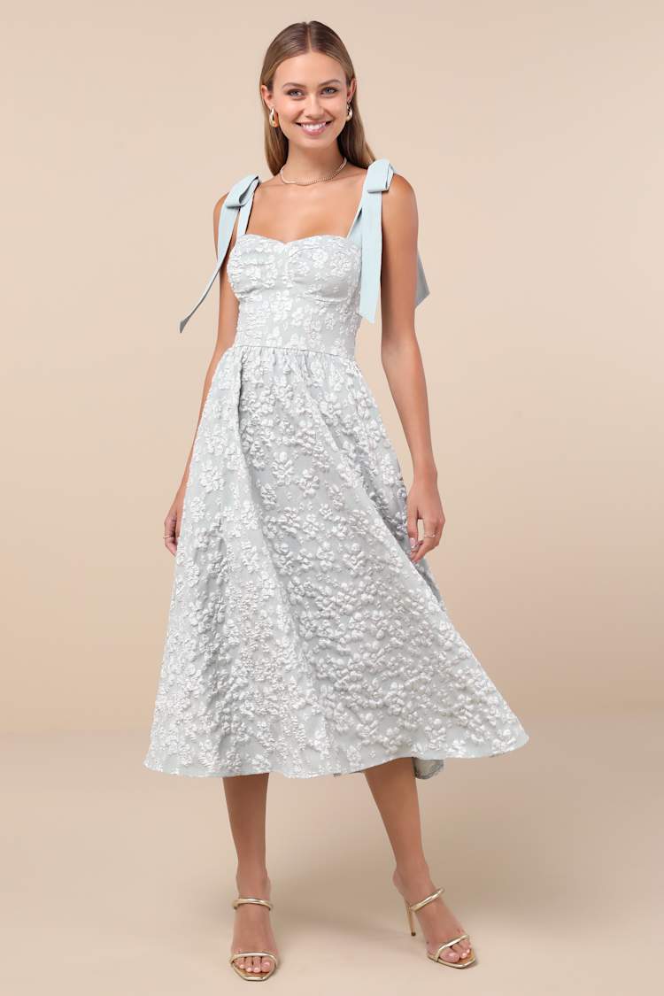 knee length dresses for ladies Sage Green Satin Midi Bridesmaid Dresses – Lisposa main image 1