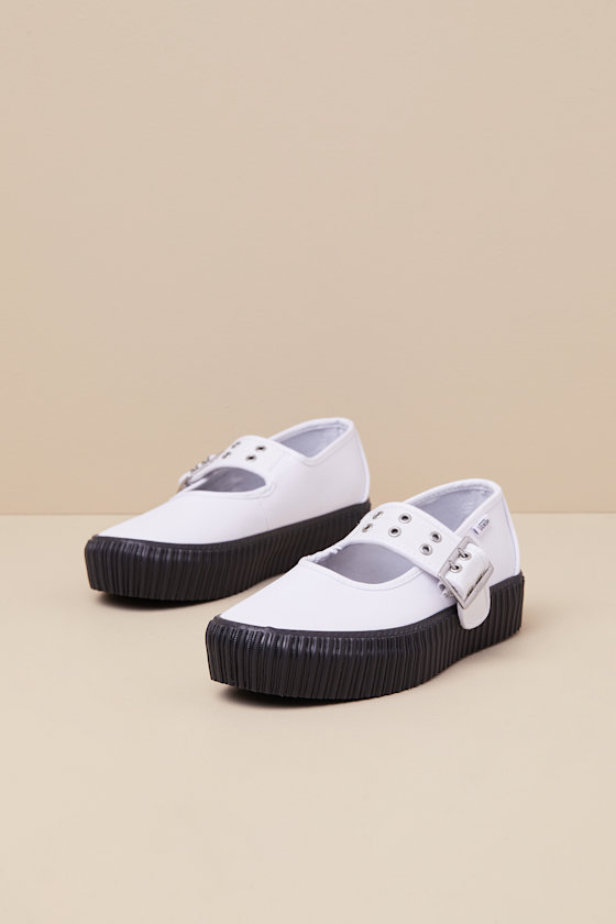 VANS★MARY JANE CREEPER★GRUNGE BALLET WHITE/BLACK Vans Mary Jane Creeper Grunge Ballet White & Black Shoes