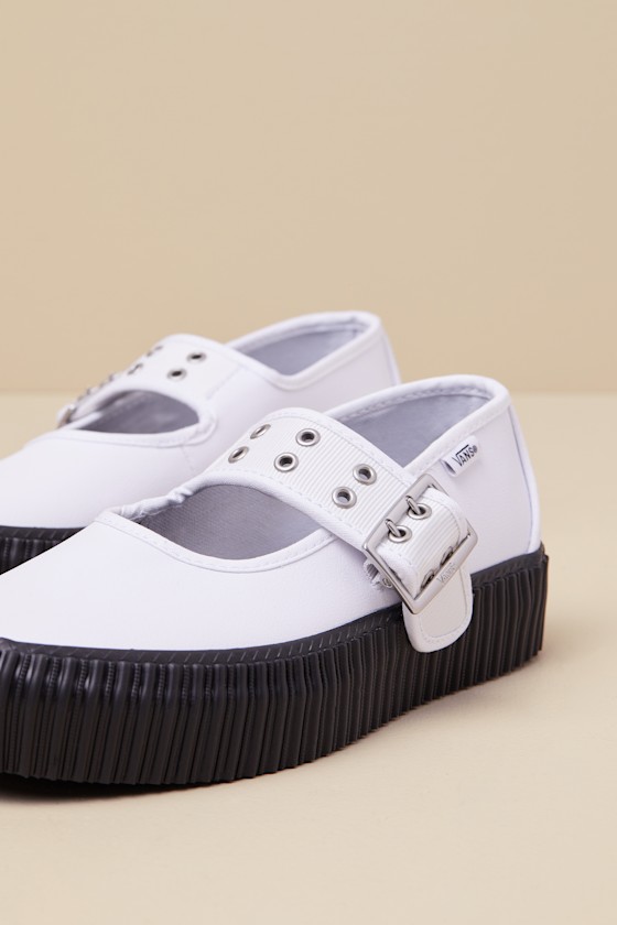 Vans Mary Jane Creeper Grunge Ballet White And Black Flatforms In Black