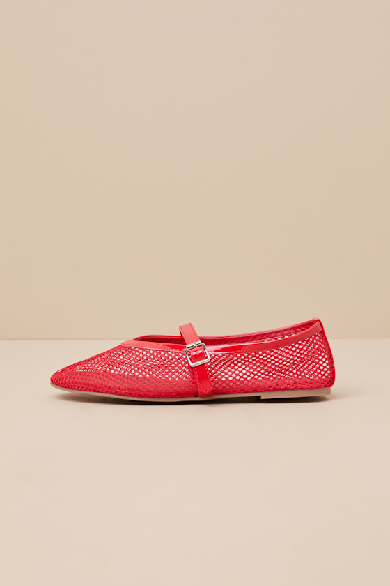 Coconuts By Matisse Nolita Red Mesh Buckle Ballet Flats In Red