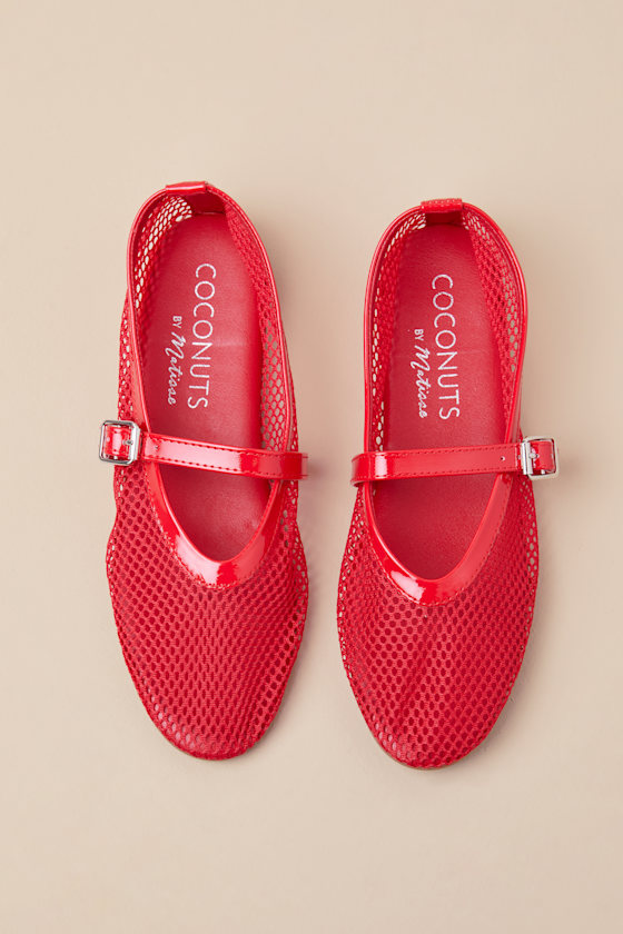 Coconuts By Matisse Nolita Red Mesh Buckle Ballet Flats In Red