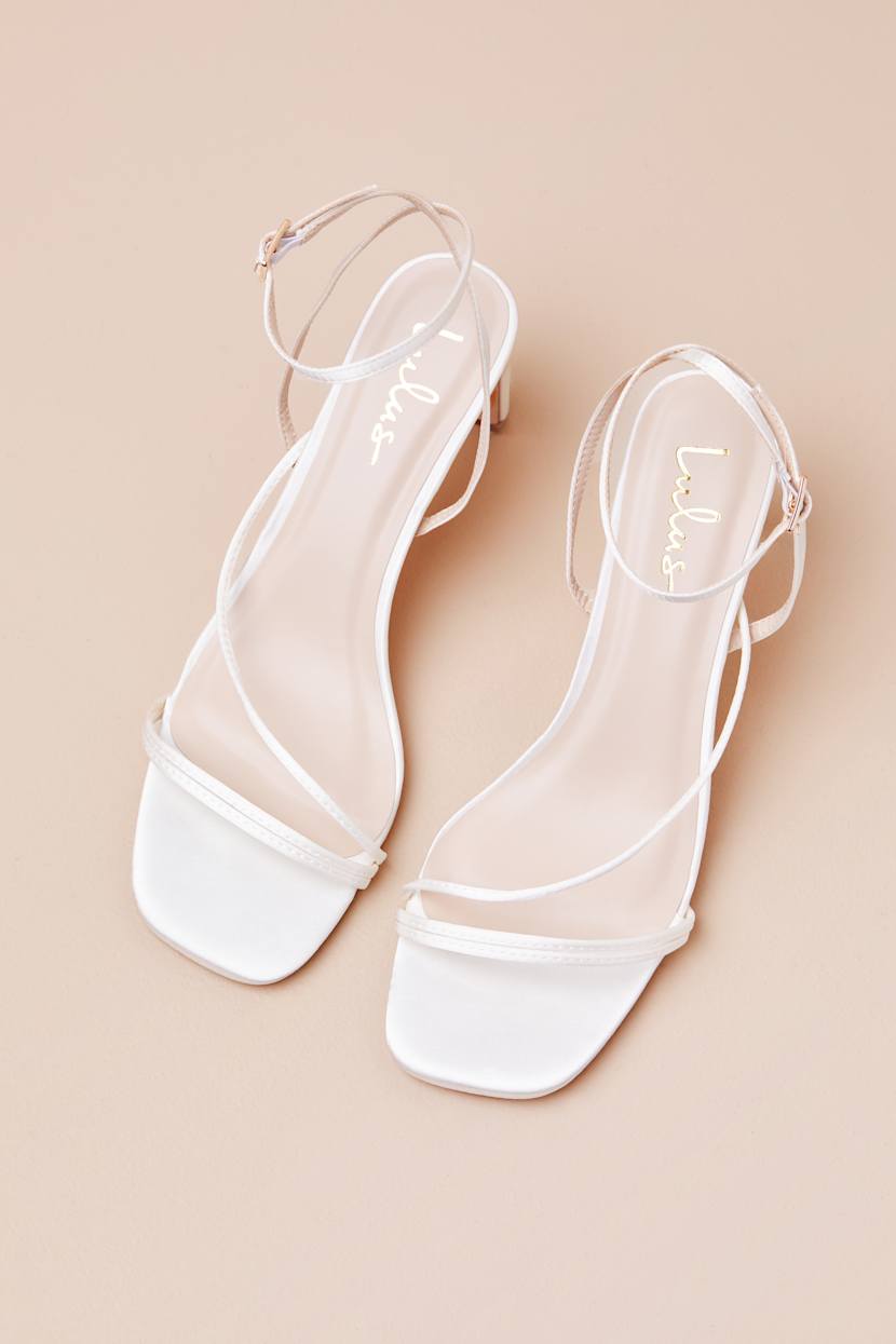 Low White Strappy Heels Kierha White Satin Strappy Low Heel Sandals