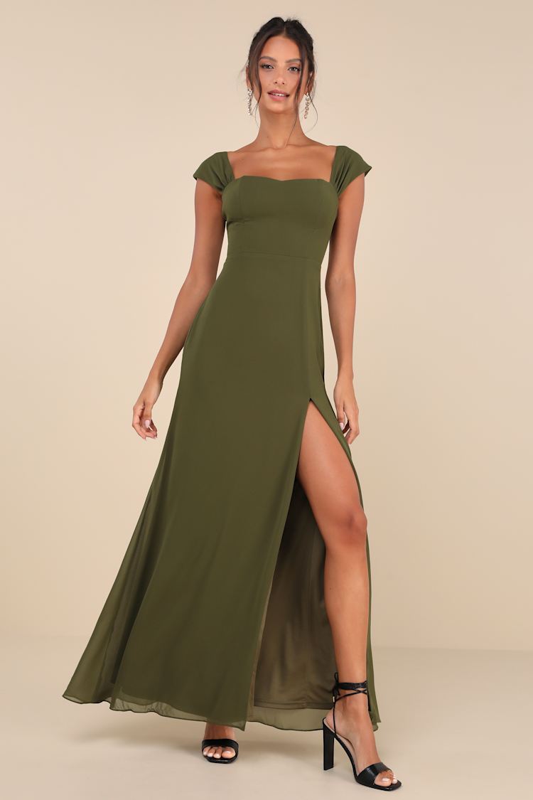green emerald velvet dress Mermaid Olive Green Satin Applique Gown main image 0