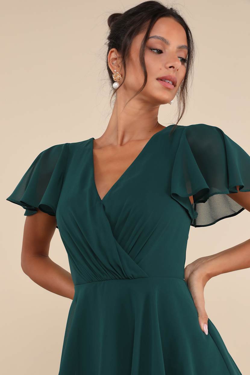sachin and babi light blue dress Emerald Green Tiered Dress - Maxi Dress - Surplice Maxi Dress