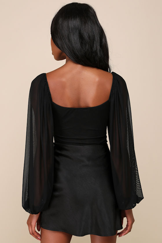 Instant Attraction Black Long Sleeve Lace Bustier Bodysuit 8