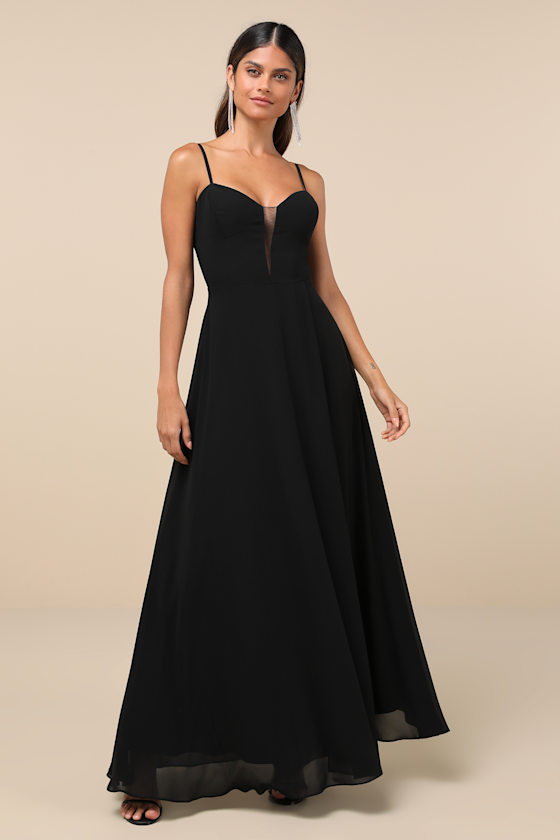 Lulus Stunning Grace Black Cutout A-line Maxi Dress In Black
