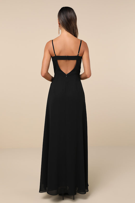 Lulus Stunning Grace Black Cutout A-line Maxi Dress In Black