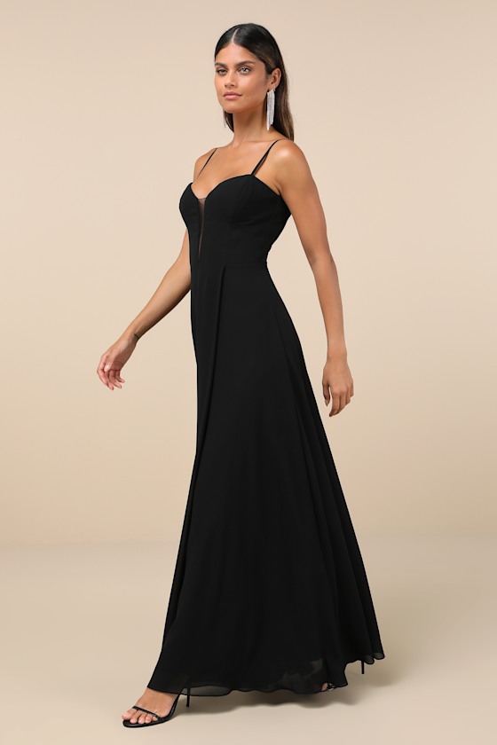 Lulus Stunning Grace Black Cutout A-line Maxi Dress In Black