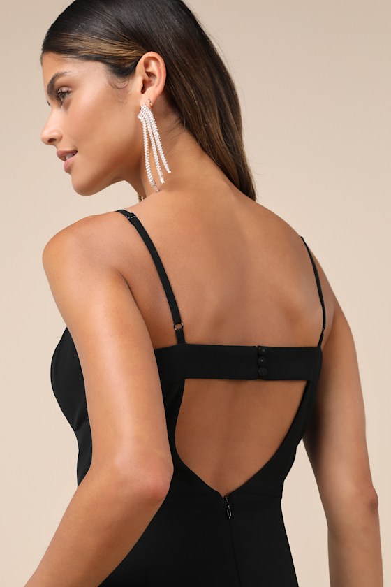 Lulus Stunning Grace Black Cutout A-line Maxi Dress In Black