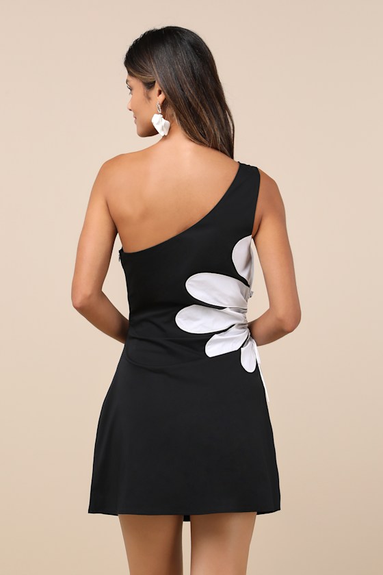 Sunny Design Black Cutout One-Shoulder Mini Dress 6