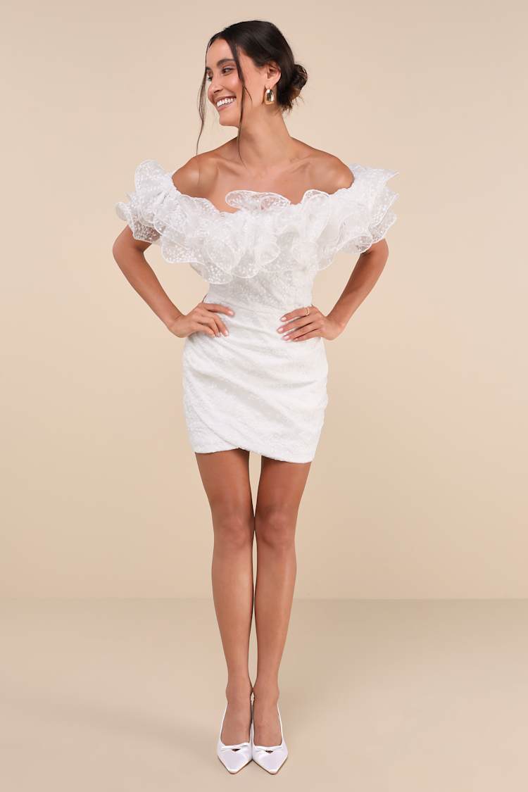 Angelic White Ruffled Mini Dress