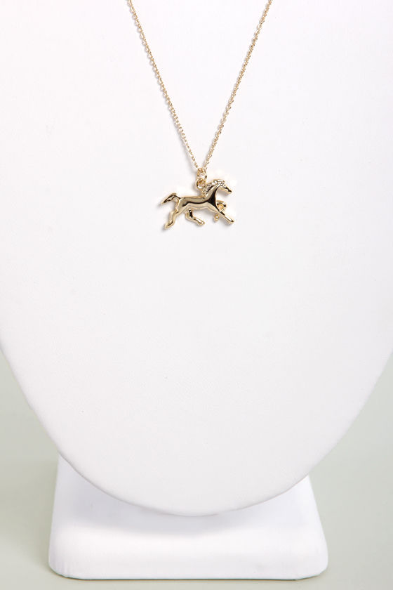 Pretty Gold Necklace Horse Necklace Charm Necklace 14.00 Lulus