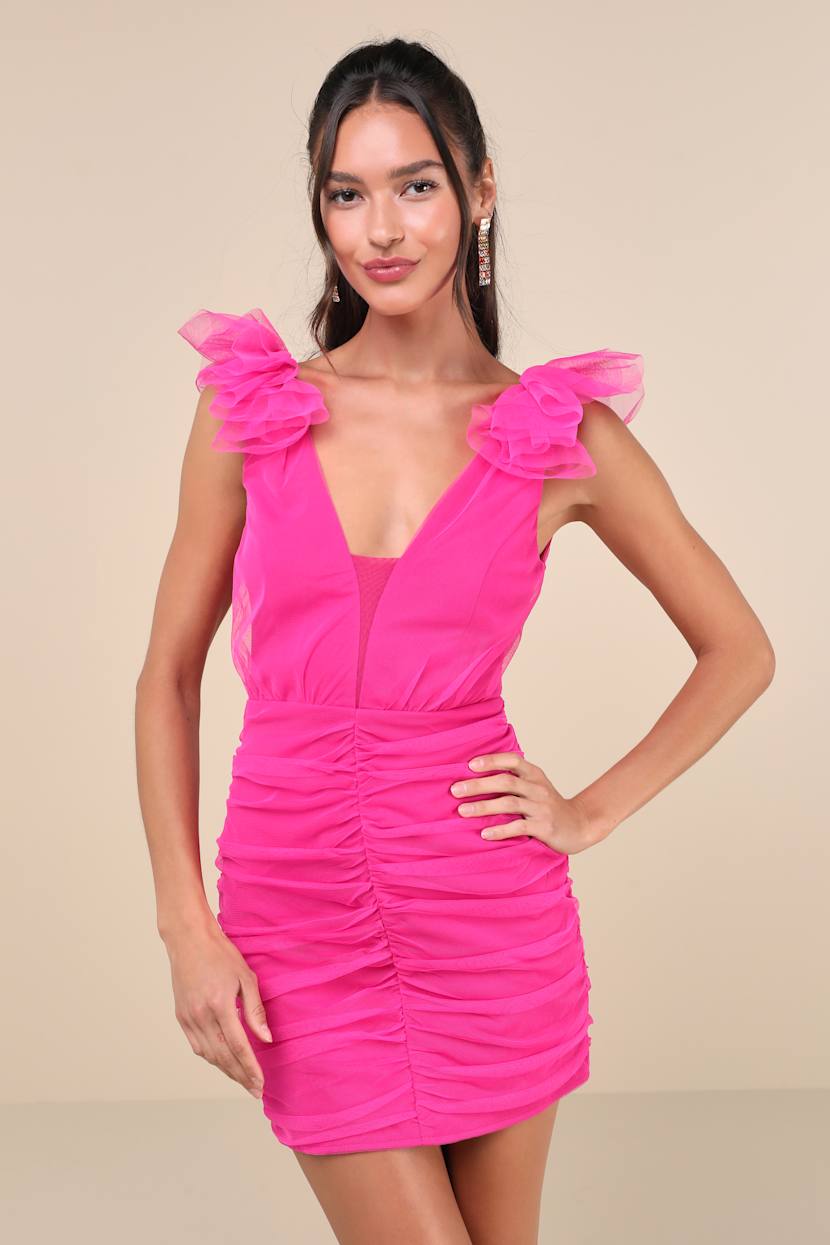 ruffle bodycon mini dress Elegant Ruffle Bodycon Mini Dress Likemychoice