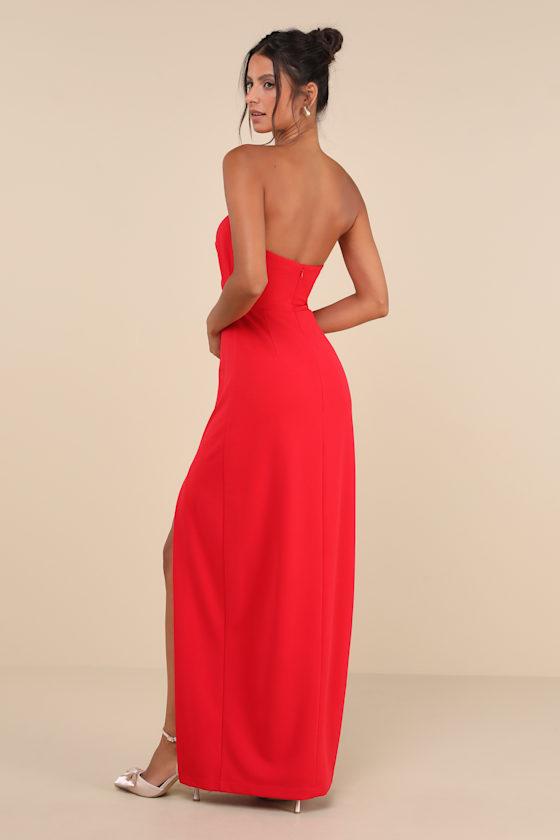 Shop Lulus Extravagant Persona Red Strapless Cutout Column Maxi Dress