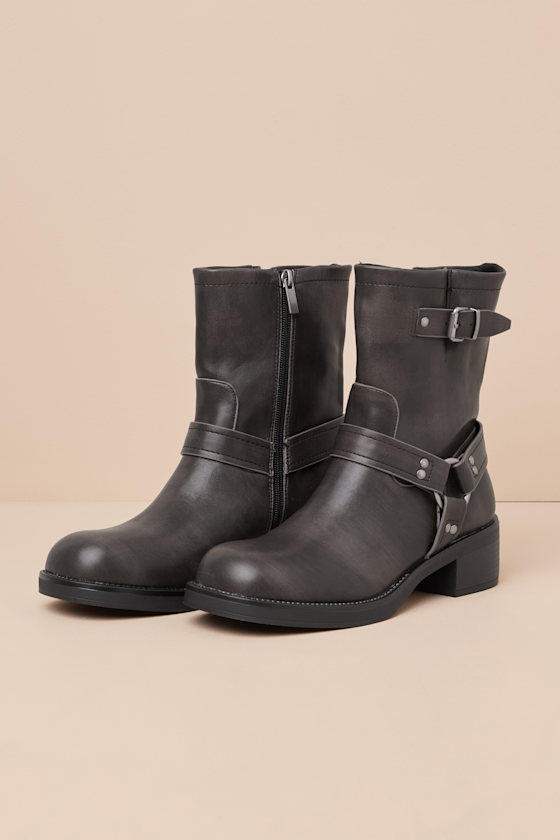 Nelsan Black Distressed Moto Ankle Boots 4