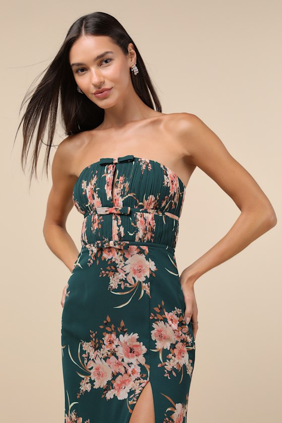 MAC DUGGAL ホルターネックフラワーフリルミディドレス Emerald Mac Duggal Emerald Green One-Shoulder Long Sleeve Sparkle