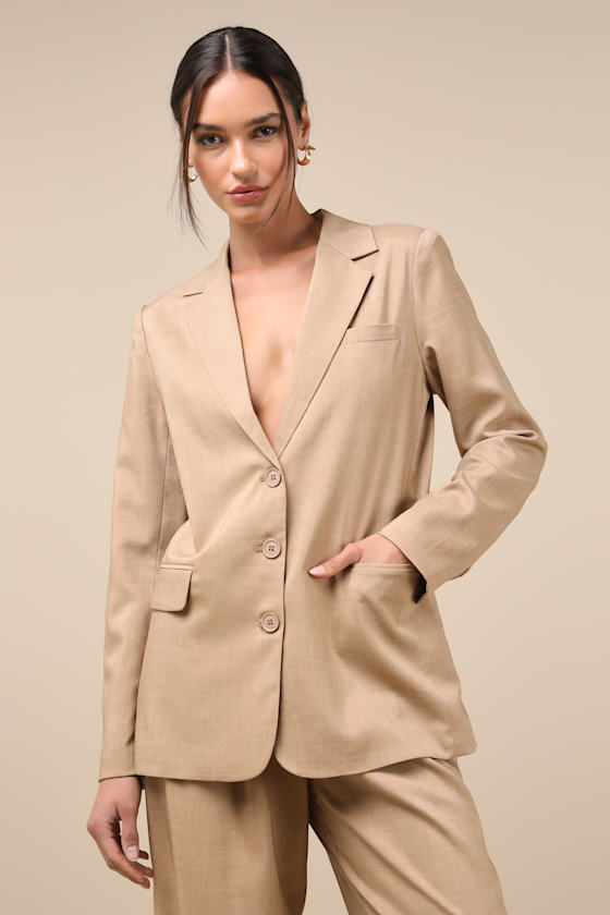 Bold Poise Tan Button-Front Blazer 3