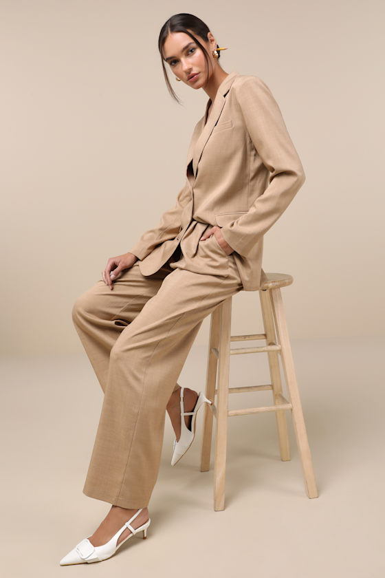 Bold Poise Tan High Rise Straight Leg Trouser Pants 5