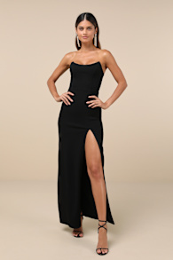 Sensational Beauty Black Strapless Maxi Dress 5