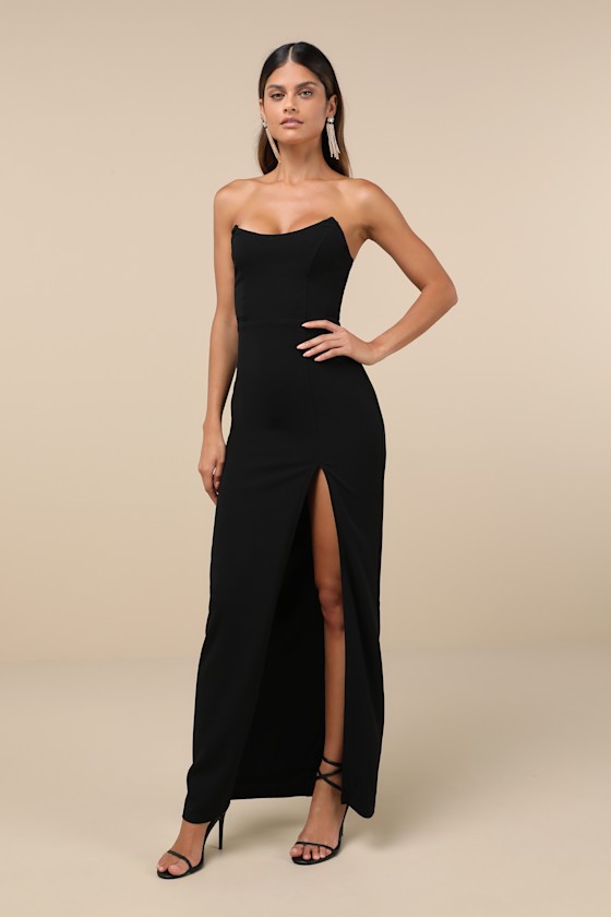 Sensational Beauty Black Strapless Maxi Dress 1