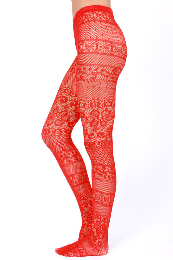 red fishnet pants