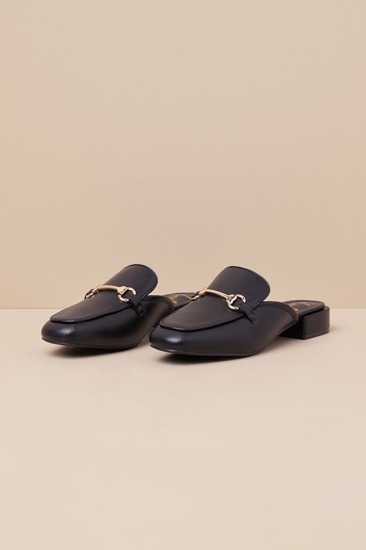 Ranae Black Slide-On Loafers