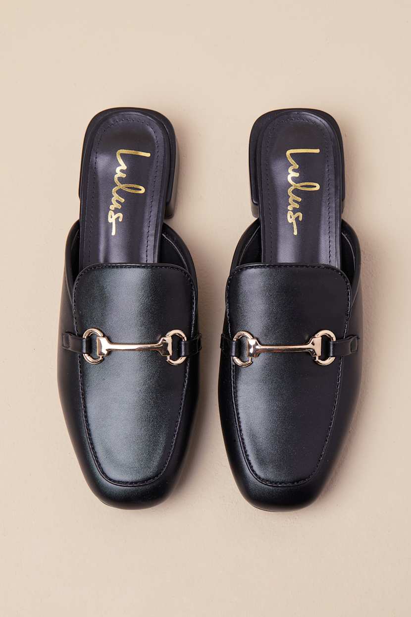 mules black slide loafers
