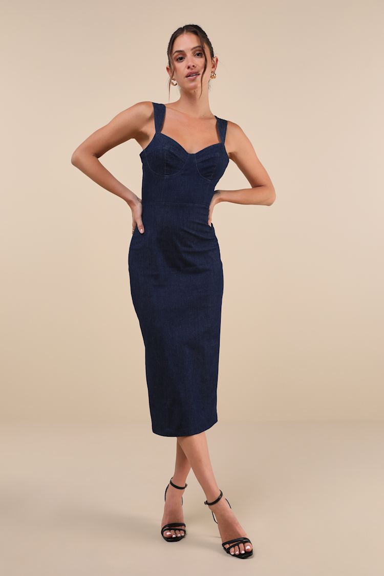 white christmas dresses Denim Laces Dress – Pretty And Poised main image 0