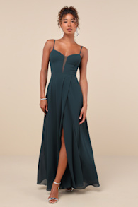 Stunning Grace Emerald Green Cutout A-Line Maxi Dress 1