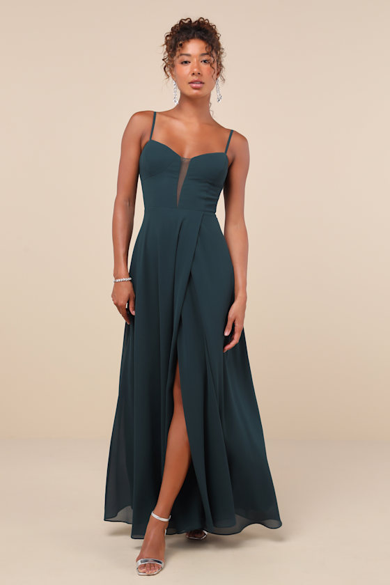 Stunning Grace Emerald Green Cutout A-Line Maxi Dress 1