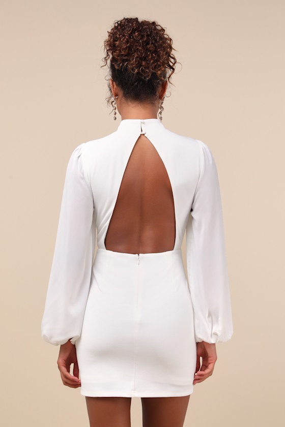 Lulus Exceptionally Flirty White Long Sleeve Backless Mini Lulus Exceptionally Flirty White Long Sleeve Backless Mini