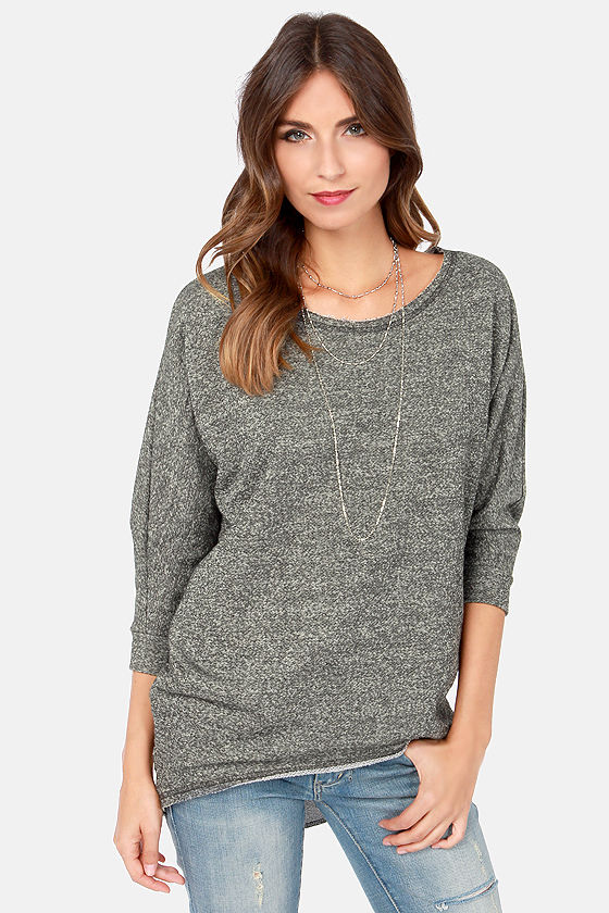 Cute Charcoal Grey Top Oversized Top Dolman Sleeves 33.00 Lulus