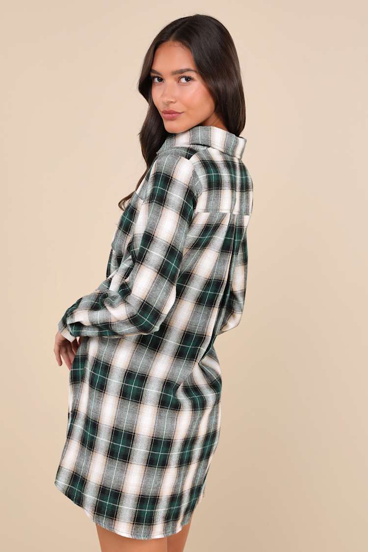 Pick Of The Patch Green Plaid Tie-Front Mini Dress