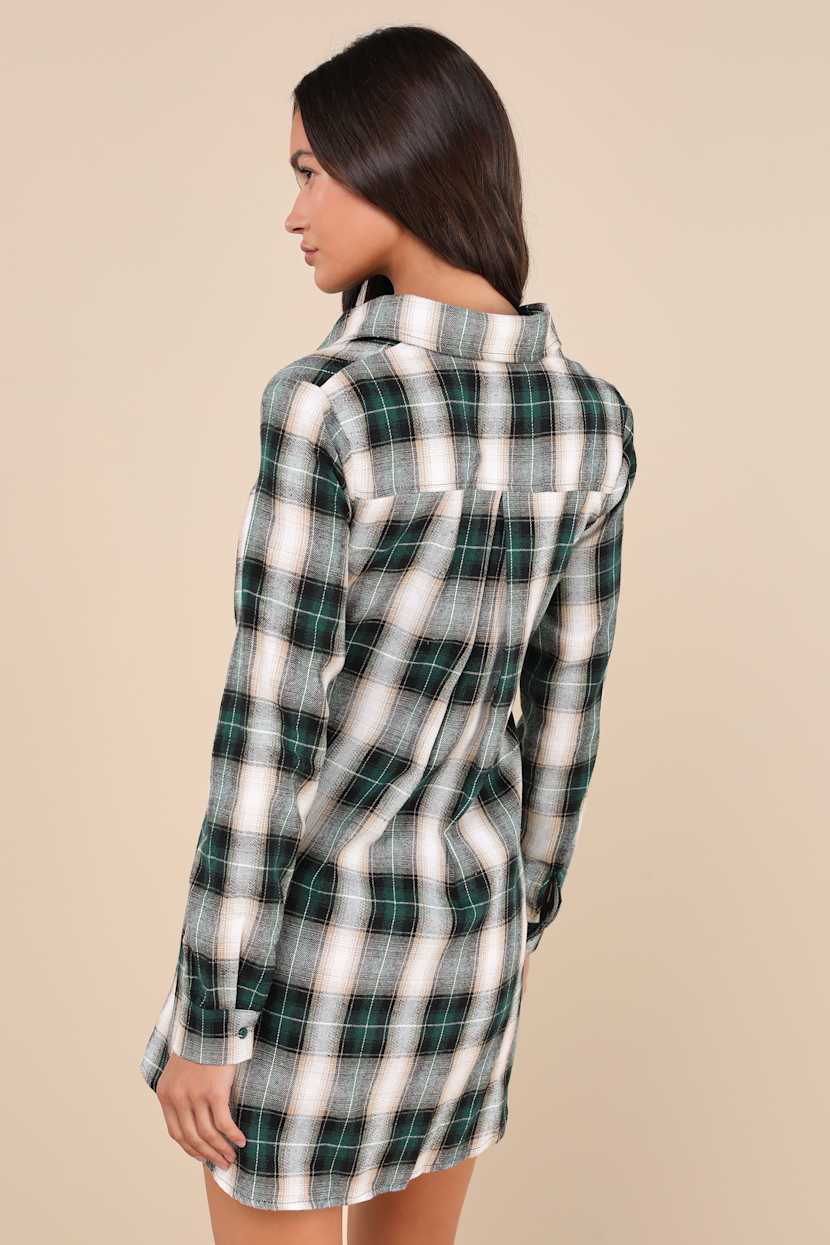 green tartan shirt dress Share Your Story Green Plaid Shirt Dress, Medium - The Mint Julep Boutique
