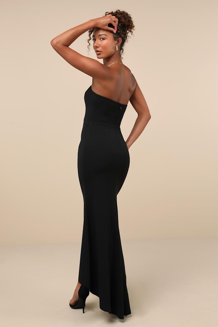 Black Cutout Dress - High-Low Maxi Dress - Black Strapless Dress - Lulus