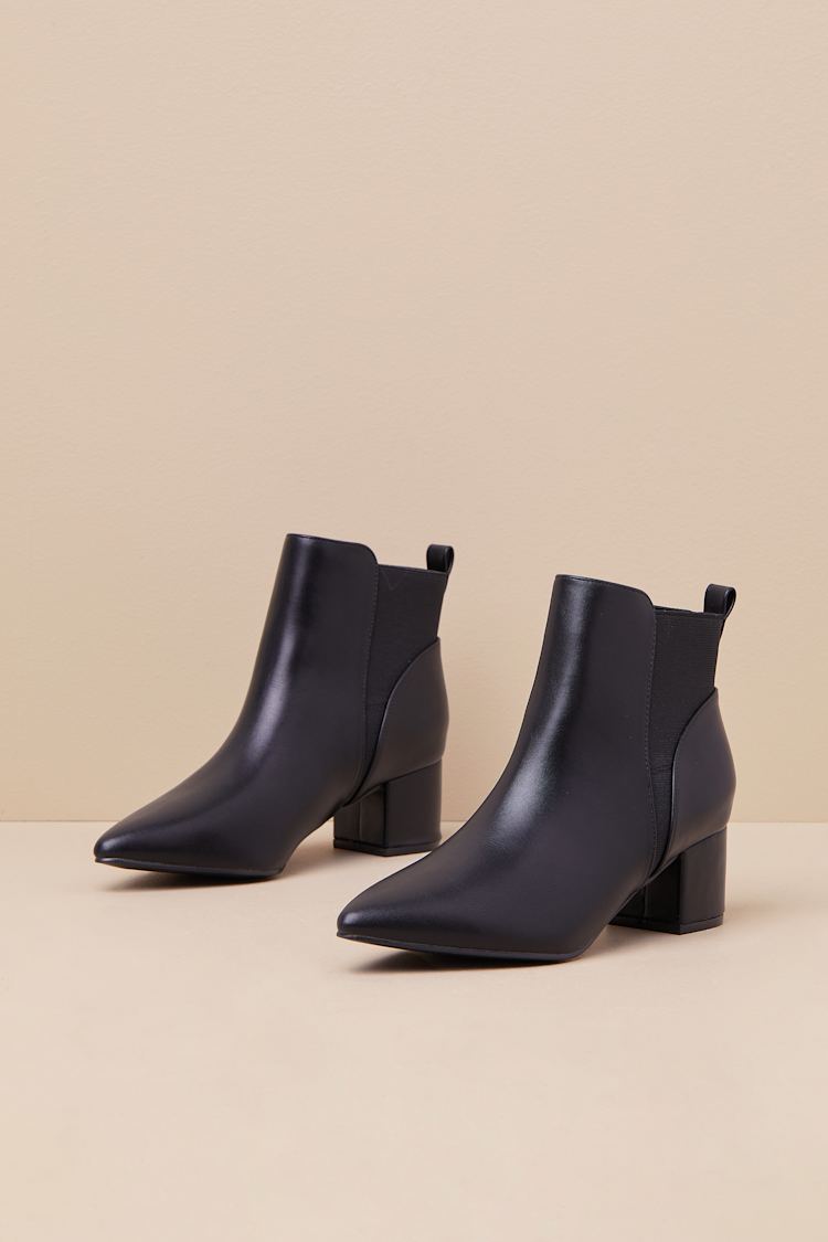 Chase Black Pointed Toe Ankle Booties