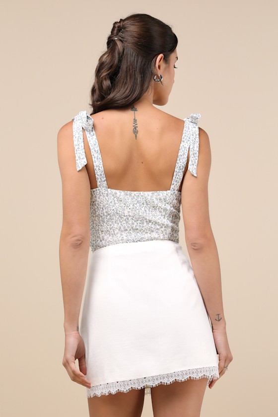 Cute on Cue Cream Linen Lace-Trimmed Mini Skirt 3