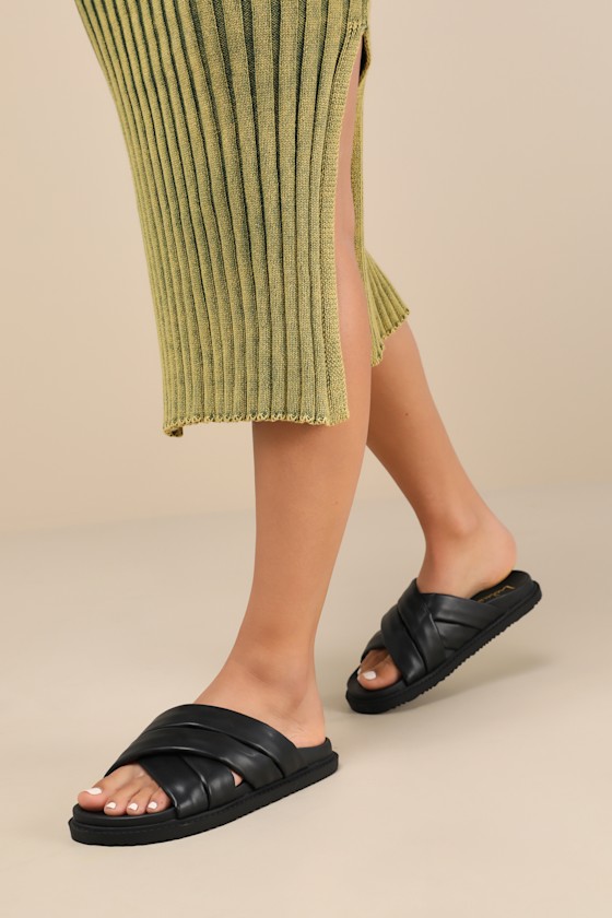 womens black slider sandals