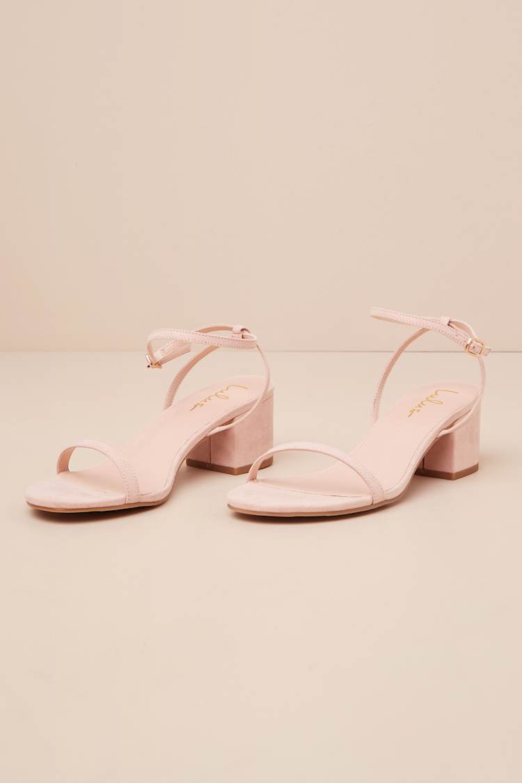 Julie Light Nude Suede Ankle Strap Heels
