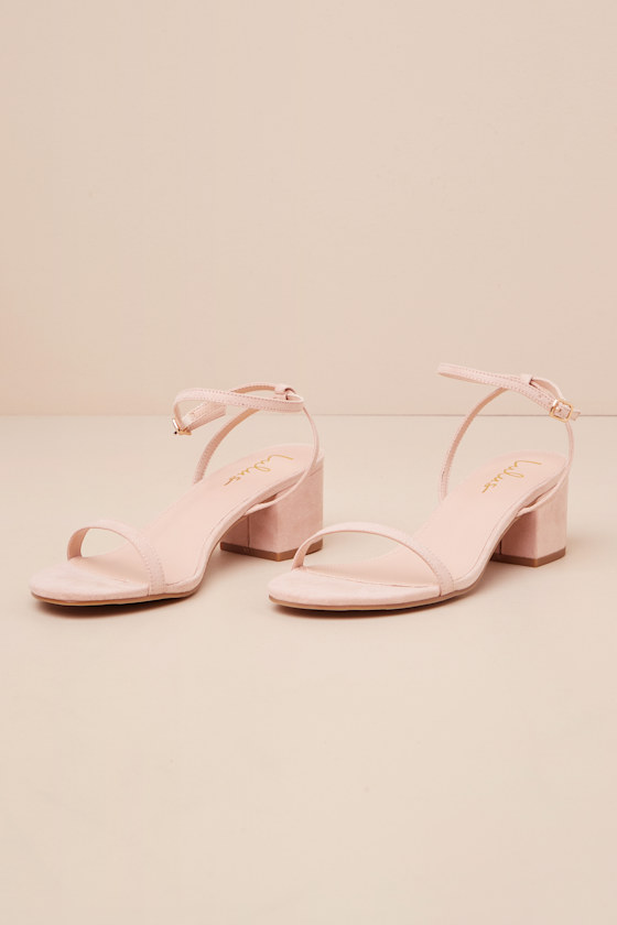 Julie Light Nude Suede Ankle Strap Heels 5