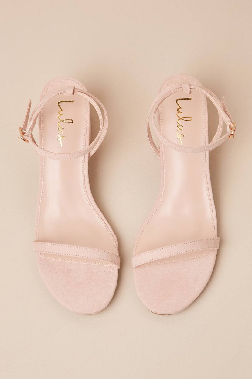 Julie Light Nude Suede Ankle Strap Heels
