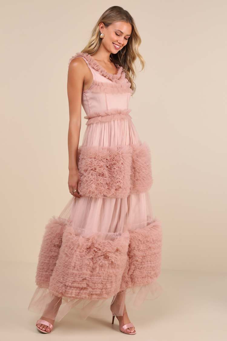 Sister Jane Montana - Pink Tulle Dress - Ruffled Tulle Maxi Dress - Lulus