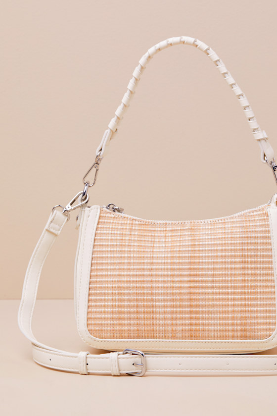 White Crossbody Bag - Woven Raffia Bag - Crossbody Handbag