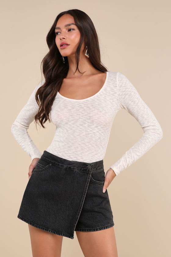 Incredibly Cool Cream Burnout Scoop Neck Long Sleeve Top 2