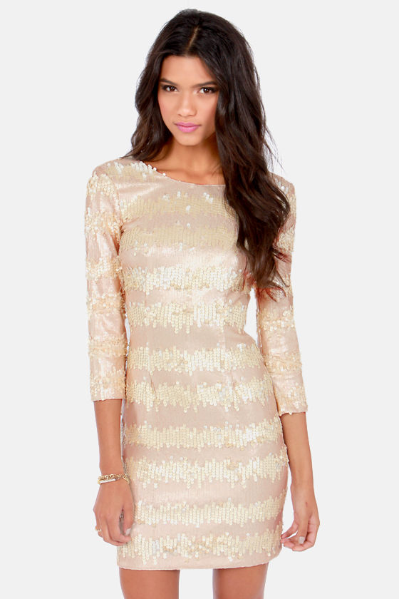 lulus champagne sequin dress