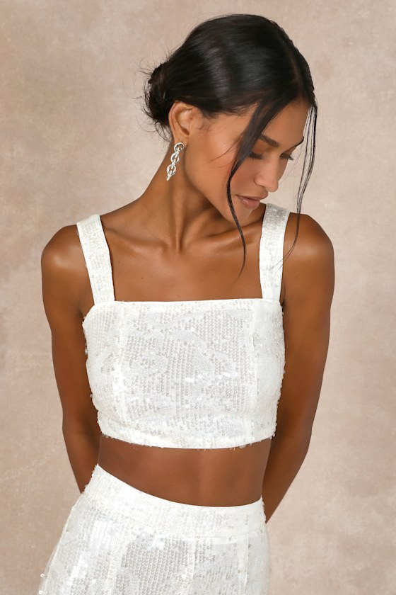 Divine Presence White Sequin Sleeveless Two-Piece Jumpsuit 3